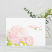 Pink Peony Floral Wedding Rehearsal Dinner Kaart (Staand voorkant)