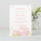 Pink Peony Floral Wedding Shower Kaart (Staand voorkant)