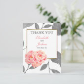 PINK PEONY FLORAL WEDING Bedankt Briefkaart (Staand voorkant)