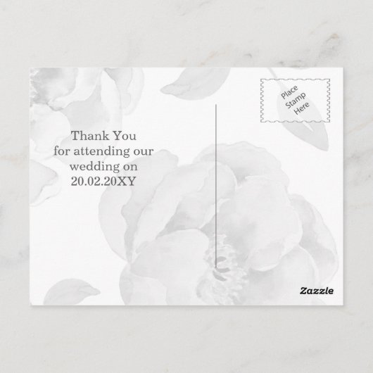 PINK PEONY FLORAL WEDING Bedankt Briefkaart (Achterkant)