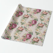 Pink Peony Floral Wreath Vrijgezellenfeest Cadeaupapier (Uitgerold)