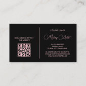 Pink Peony Flower Black Visitekaartje (Achterkant)