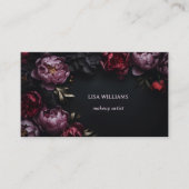 Pink Peony Flower Black Visitekaartje (Voorkant)