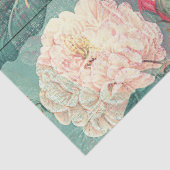 Pink Peony Flower Butterfly Blauwgroen ontkoppelin Tissuepapier (Detail)