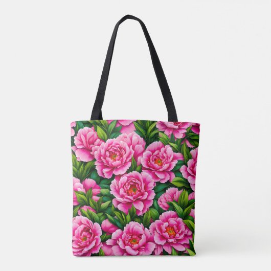 Pink Peony Flower Canvas tas (Achterkant)