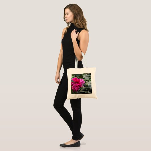 Pink Peony Flower Canvas tas (Voorkant (model))