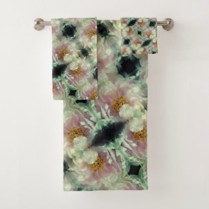 Pink Peony Flower Center Pattern Bad Handdoek
