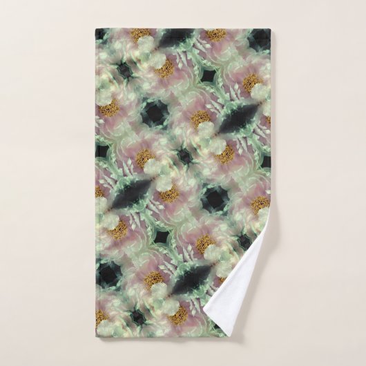 Pink Peony Flower Center Pattern Bad Handdoek (Handdoek)