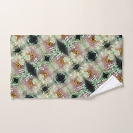 Pink Peony Flower Center Pattern Bad Handdoek (Handdoek)