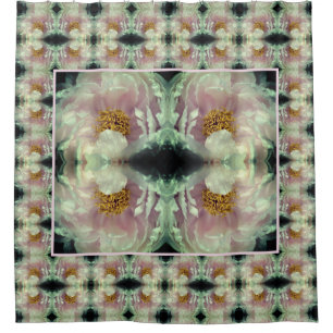 Pink Peony Flower Center Pattern Douchegordijn