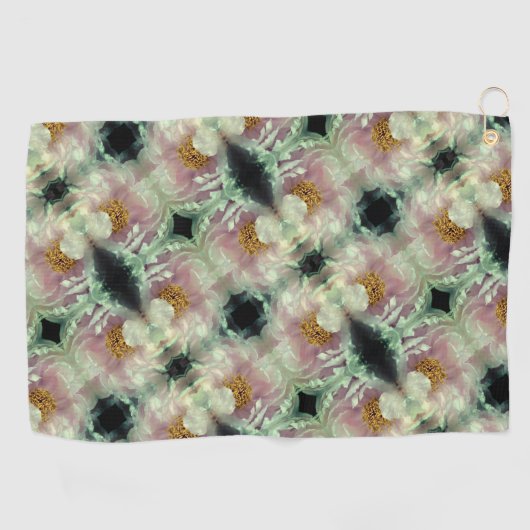 Pink Peony Flower Center Pattern Golfhanddoek (Horizontaal)