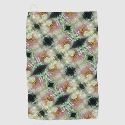 Pink Peony Flower Center Pattern Golfhanddoek (Voorkant)