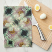 Pink Peony Flower Center Pattern Theedoek (Quarter Fold)