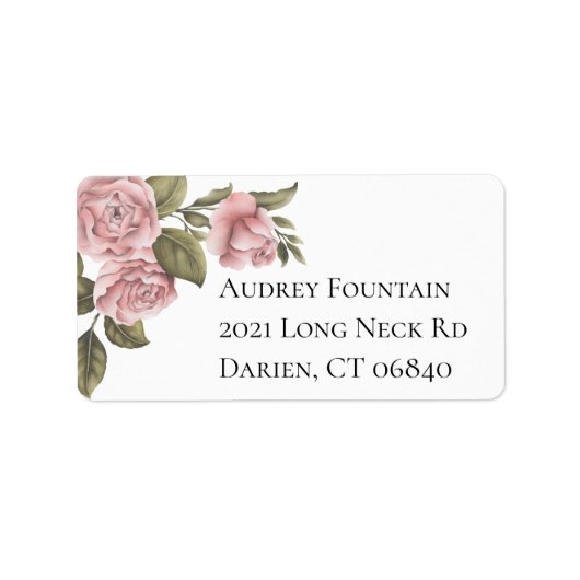  Pink Peony Flower Elegant Floral Etiket (Voorkant)