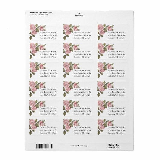  Pink Peony Flower Elegant Floral Etiket (Full Sheet)
