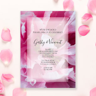 Pink Peony Flower Engagement Party Kaart
