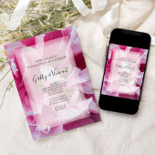 Pink Peony Flower Engagement Party Kaart