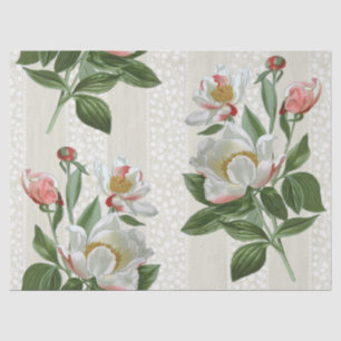 Pink Peony Flower Floral Lace Stripe Decoupage Tissuepapier