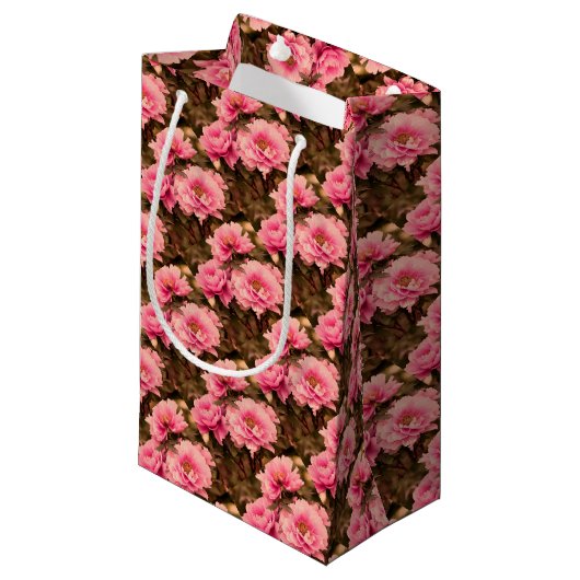 Pink  Peony Flower Klein Cadeauzakje (Voorkant Gekanteld)