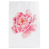 Pink Peony Flower Medium Cadeauzakje (Voorkant)