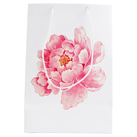 Pink Peony Flower Medium Cadeauzakje (Achterkant)