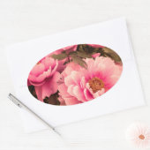 Pink  Peony Flower Ovale Sticker (Envelop)