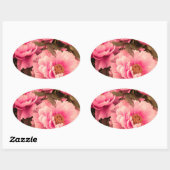 Pink  Peony Flower Ovale Sticker (Vel)