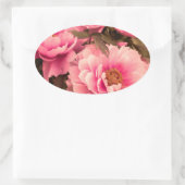 Pink  Peony Flower Ovale Sticker (Tas)