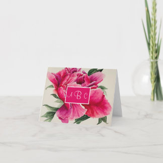 Pink Peony Flower Personalized Note Cards Notitiekaartje
