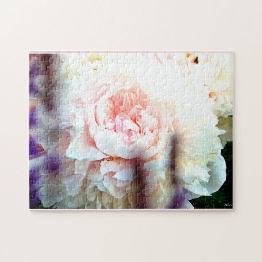 Pink Peony Flower Puzzle Legpuzzel (Horizontaal)