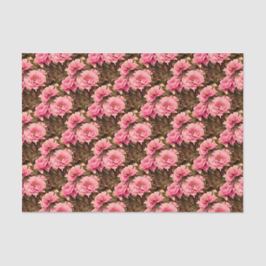 Pink  Peony Flower Tissuepapier (Voorkant)