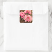 Pink  Peony Flower Vierkante Sticker (Tas)