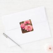 Pink  Peony Flower Vierkante Sticker (Envelop)