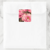 Pink  Peony Flower Vierkante Sticker (Tas)