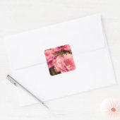 Pink  Peony Flower Vierkante Sticker (Envelop)