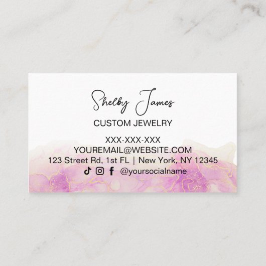 Pink Peony Flower Visitekaartje (Achterkant)