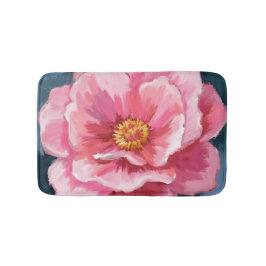 Pink Peony Flower Watercolor Floral Badmat
