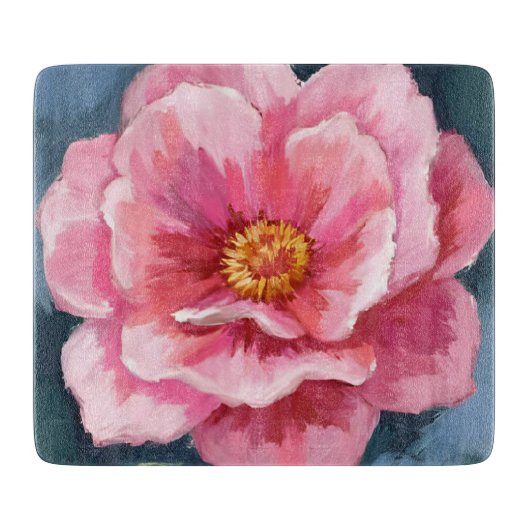 Pink Peony Flower Watercolor Floral Snijplank (Voorkant)