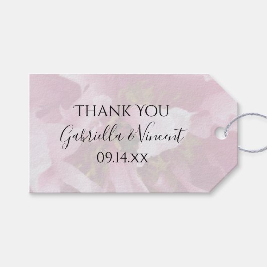Pink Peony Flower Weddenschap Cadeaulabel (Voorkant (Horizontaal))