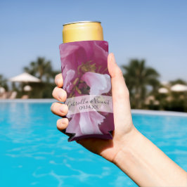 Pink Peony Flower Wedding Favor Seltzer Blikjeskoeler