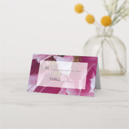 Pink Peony Flower Wedding Plaatskaartje