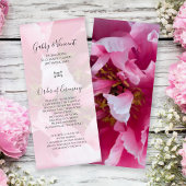 Pink Peony Flower Wedding Programme Programmakaart
