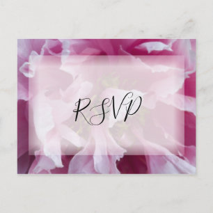 Pink Peony Flower Wedding RSVP Respons Uitnodiging Briefkaart