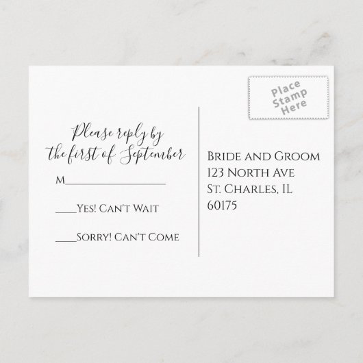 Pink Peony Flower Wedding RSVP Respons Uitnodiging Briefkaart (Achterkant)