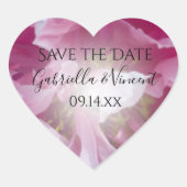 Pink Peony Flower Wedding Save the Date Hart Sticker (Voorkant)
