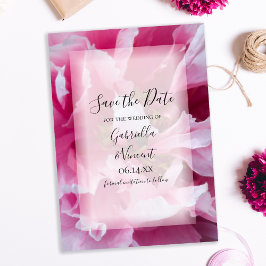 Pink Peony Flower Wedding Save the Date Kaart