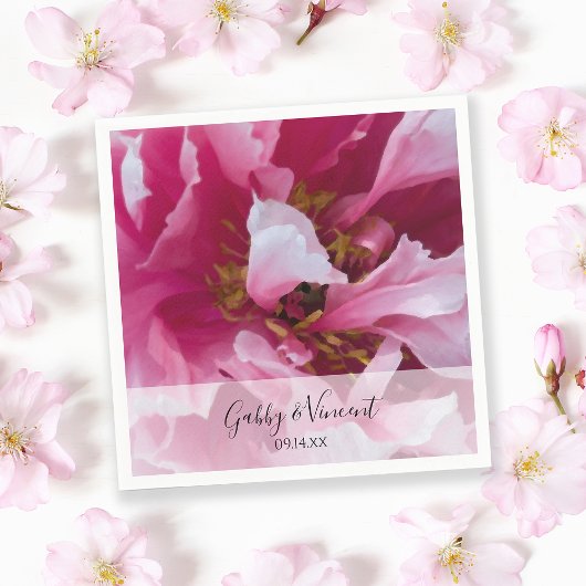 Pink Peony Flower Wedding Servet