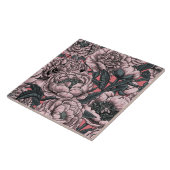 Pink peony flowers and moths tegeltje (Zijkant)