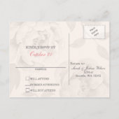 Pink Peony Flowers bruiloft RSVP Uitnodiging Briefkaart (Achterkant)