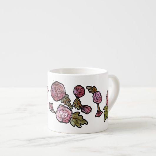 Pink Peony Flowers Espresso Kop (Voorkant rechts)